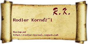 Rodler Kornél névjegykártya